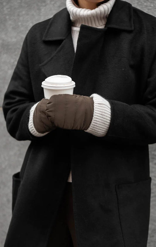 CelinaMBG Fäustling. Steppoptik. Unisex. Braun. 100 % recyceltes Polyester. Markberg