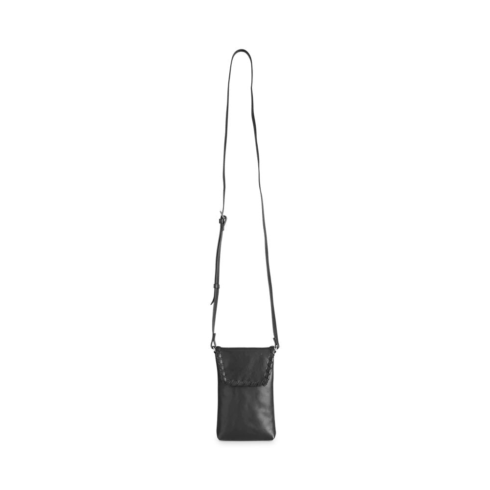 LuccaMBG mobile bag with strap. Whipstitch model. Black. Leather. Markberg
