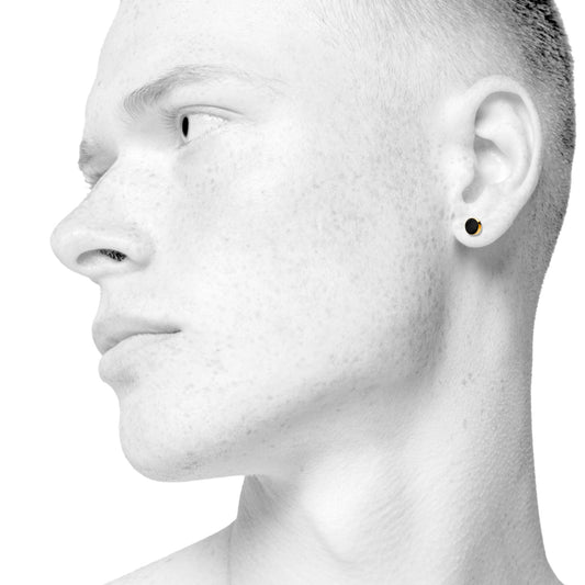 Signierte Ohrringe für Sie und Ihn. Schwarz und Gold. Vergoldetes Sterlingsilber. Scherning Kopenhagen