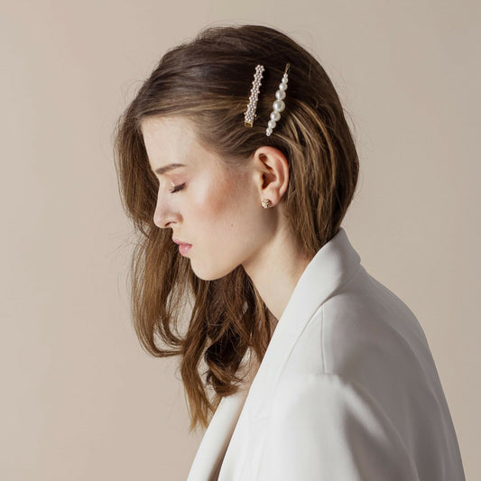 Hår Clip Pearl Flower. Guldbelagt og perler. Dansk Copenhagen