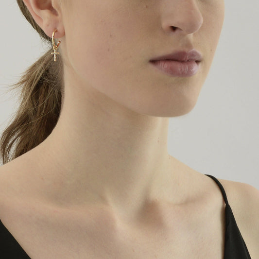 Shimmer Cross Earring. Gold plated. Danish Copenhagen
