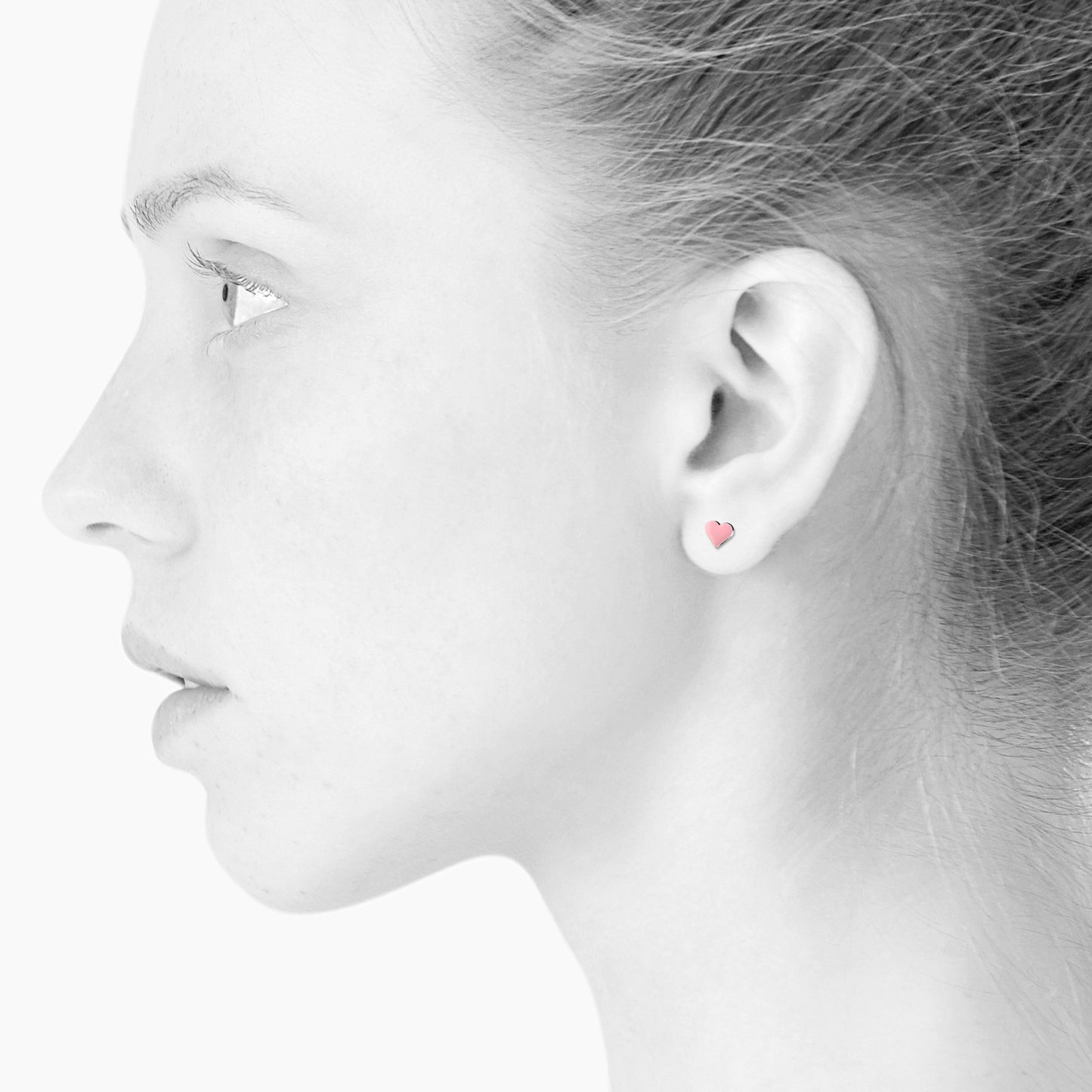 Spot earrings.Heart. Light pink. Silver. Scherning Copenhagen