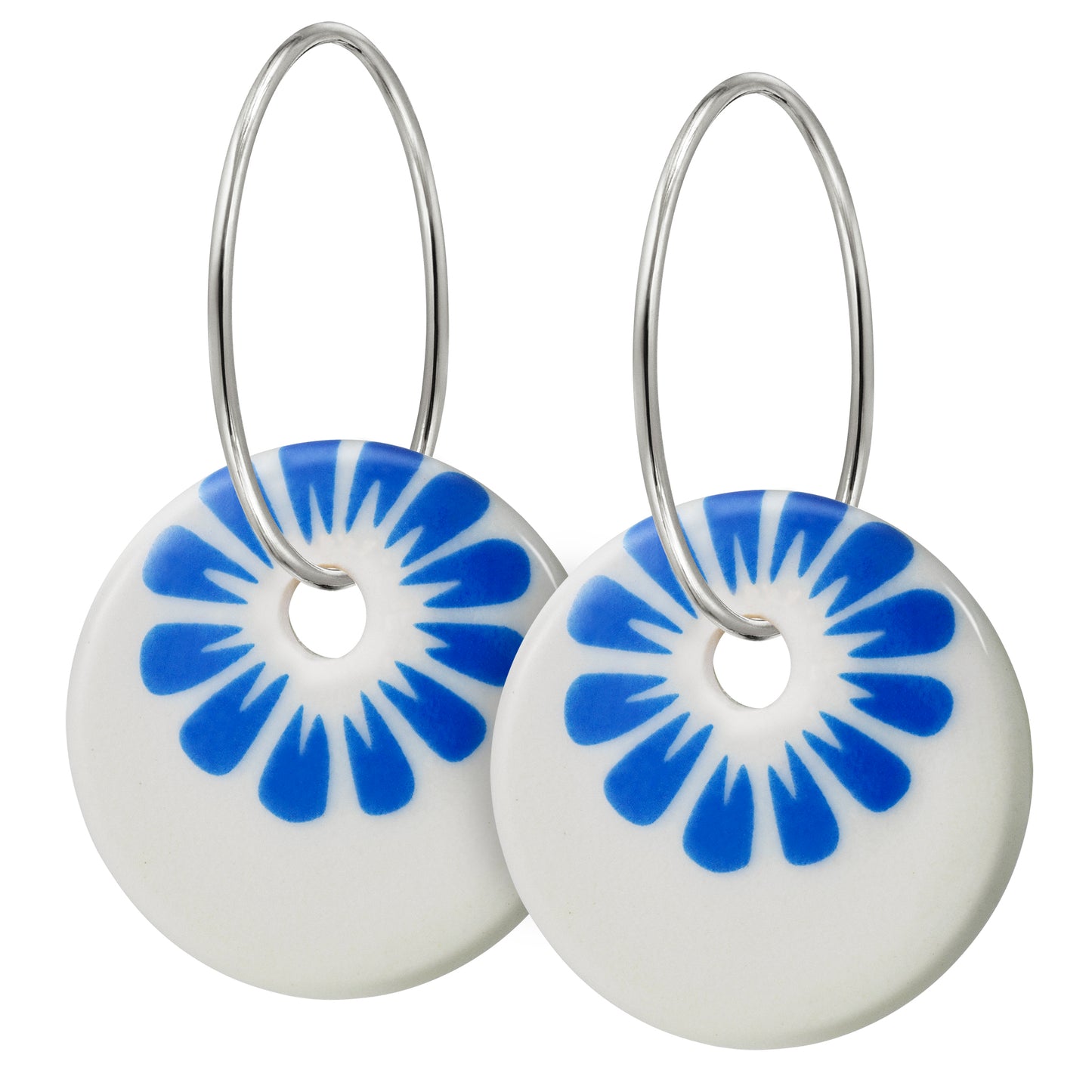 Bloom creol earrings. Large model. Royal blue. Sterling silver. Scherning Copenhagen