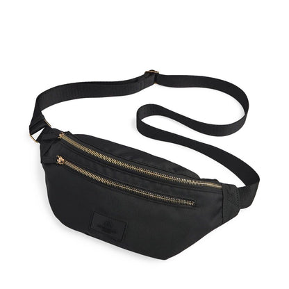 CargoMBG Gürteltasche. Unisex. Schwarz mit Golddetails. Recyceltes Polyester. Markberg