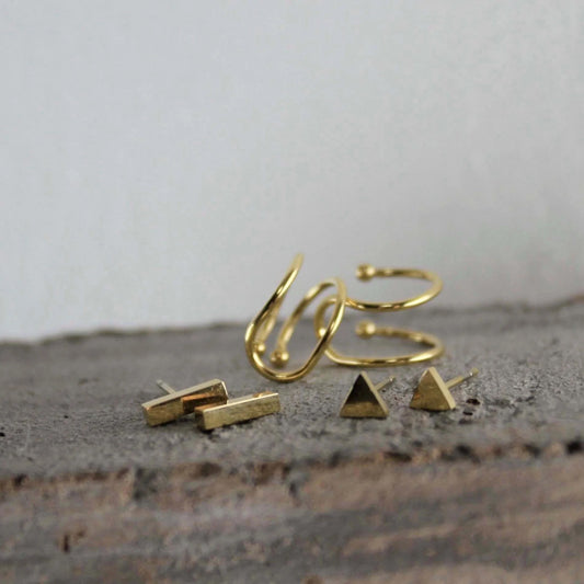 Joy Waterproof Mini Post &amp; Cuff Earrings. 18K gold plating. Danish Copenhagen