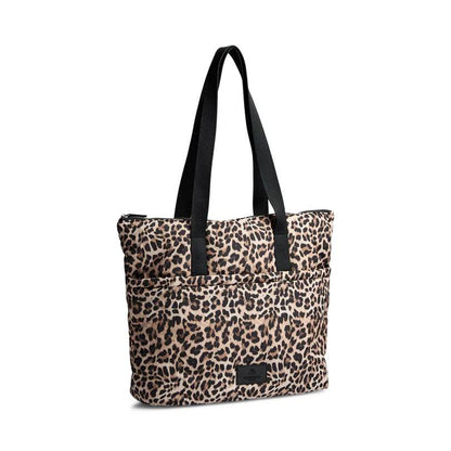PerryMBG Shopper-Tasche mit Leopardenmuster. Schwarz und Beige. Recyceltes Polyester. Markberg