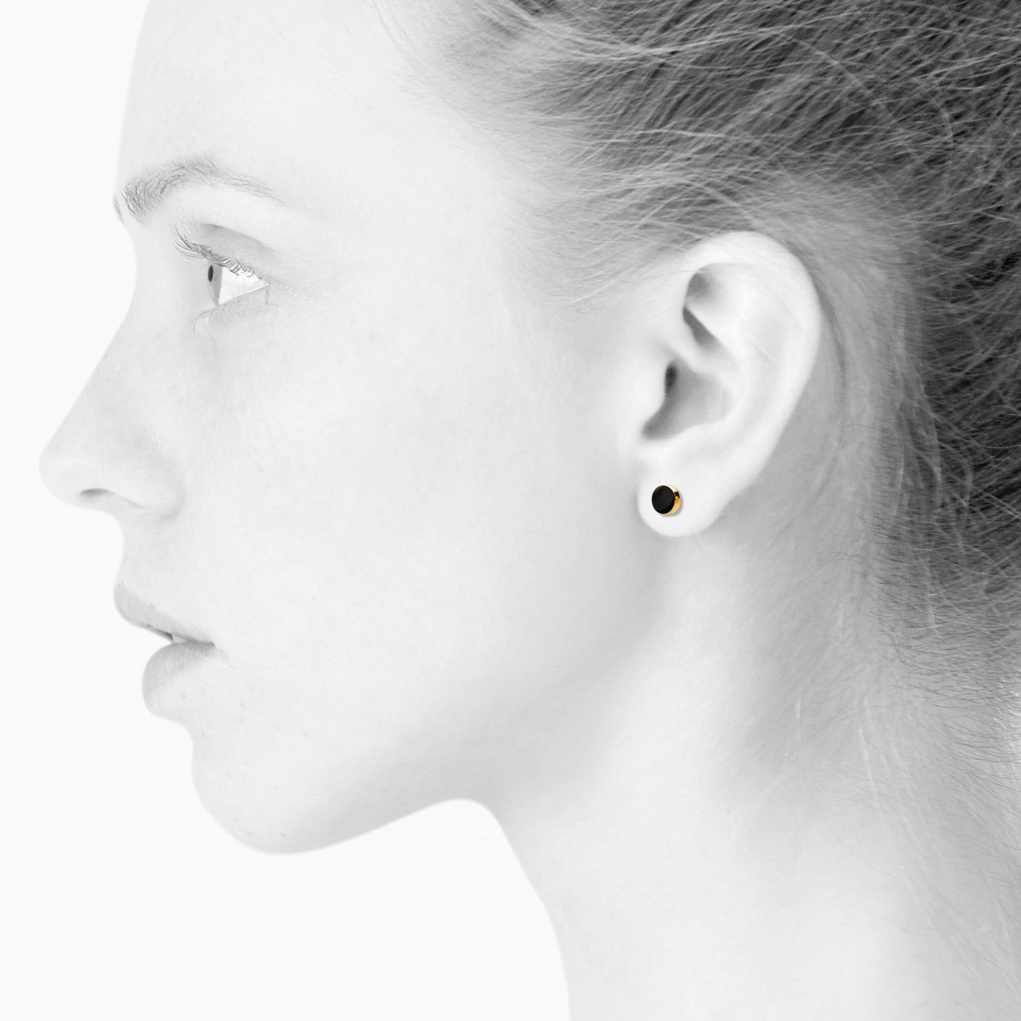 Signierte Ohrringe für Sie und Ihn. Schwarz und Gold. Vergoldetes Sterlingsilber. Scherning Kopenhagen