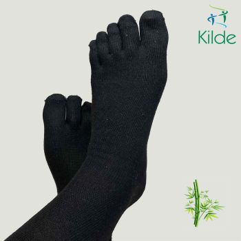 Comfort Bamboo therapeutic socks with separated toes. Unisex. Thin. Black. Source Reflex Wear