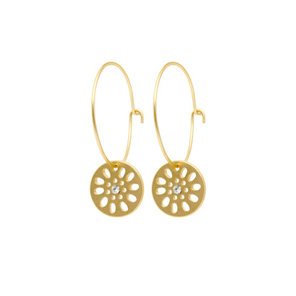 Daisy Hoop Earrings. Gold plated. Danish Copenhagen