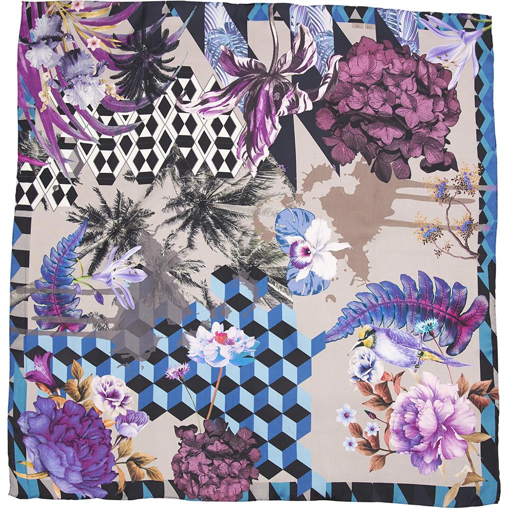 Decoupage silketørklæde. Blå, purple. Bella Ballou