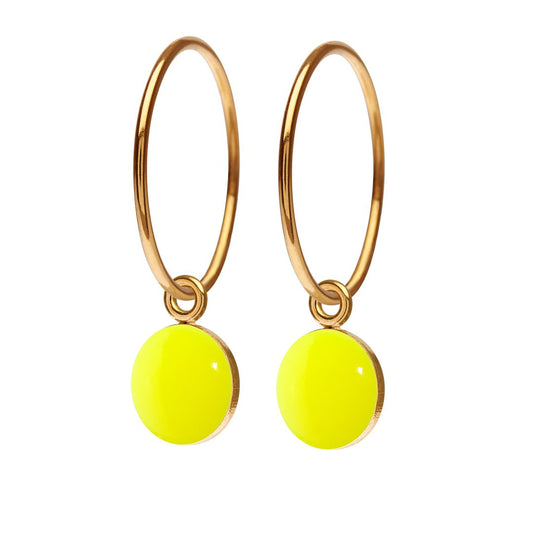 Spot creol øreringe. Forgyldt. Neon Yellow. Scherning